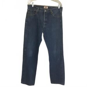 Levi's Men's Size 36x35 Medium Wash 501 Straight Leg Button Fly Jeans